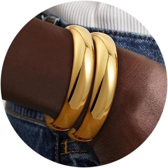 2Pcs Bangle Bracelets for Women Gold Arm Cuff 14k Gold Plated Chunky Gold Bangle - Picture 1 of 8